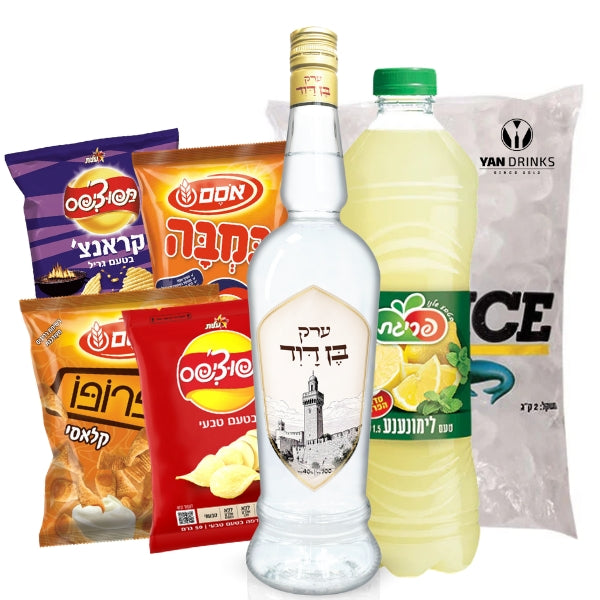 מארז ערק בן דוד 700 מ"ל | שקית קרח | 1 לימונענע | 3 חטיפים