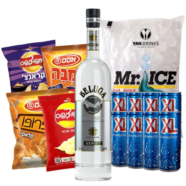 מארז בלוגה 1 ליטר + 8 פחיות אקסל + שקית קרח 2 ק"ג + 3 חטיפים