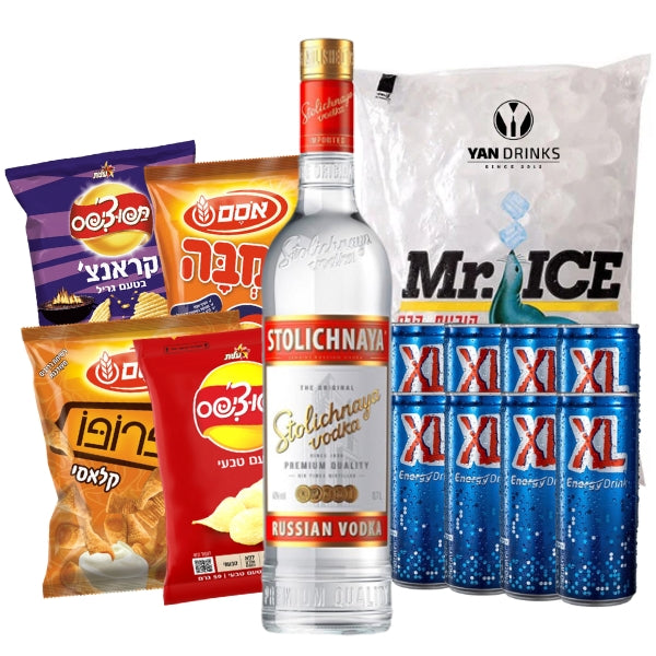 מארז סטולי פרימיום 1 ליטר | 8 פחיות אקסל | שקית קרח 2 ק״ג | 3 חטיפים