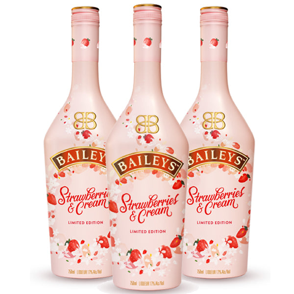 שלישיית בייליס תות וקרם 700 מ''ל בייליס ליקר Shopping IL - בקבוקים עיצוב ורוד ולבן