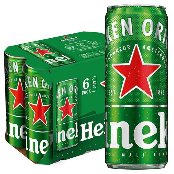 שישיית בירה פחיות הייניקן 500מ''ל בירה לאגר עיצוב מודרני לוגו מסורתי