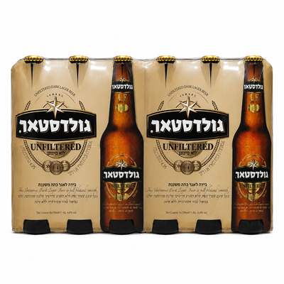 ארגז בירה גולדסטאר לא מסוננת 330 מ"ל 24 יחידות