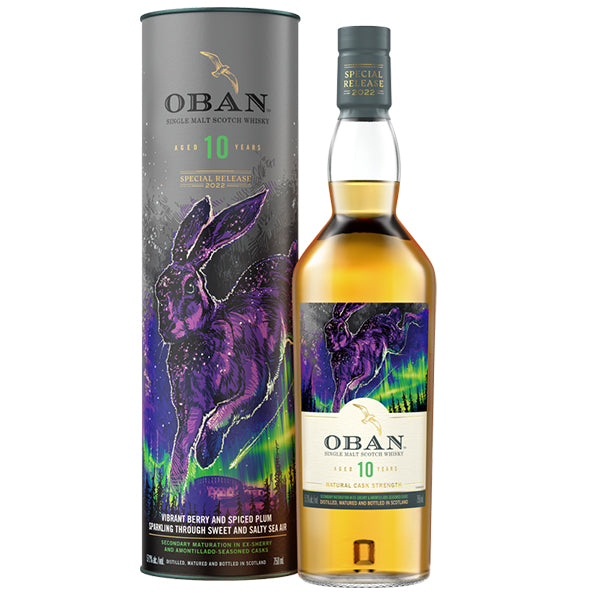 תמונת בקבוק וויסקי אובן 10 שנים 700 מ''ל סינגל מאלט עם תווית ארנב צבעונית