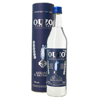 בקבוק אוזו טירנבו 500 מ''ל בקופסא כחולה אניס יווני מסורתי|||