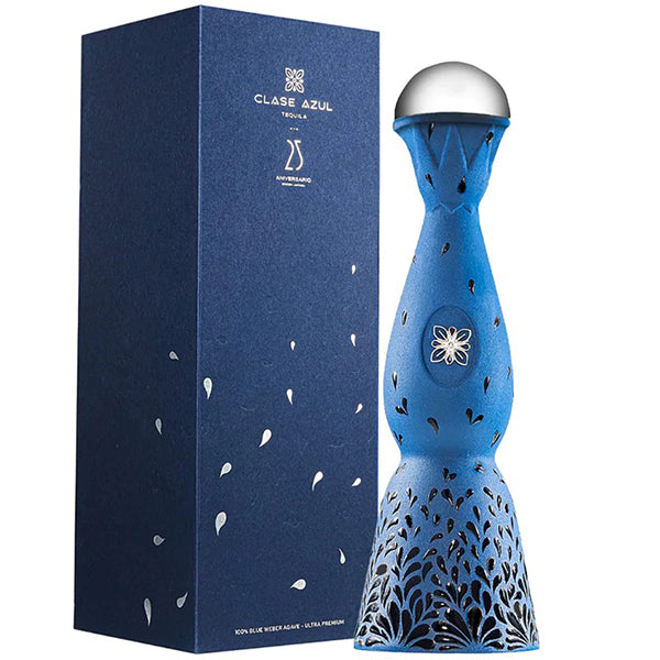 בקבוק טקילה קלאסה אזול 25 שנה רפוסאדו 1 ליטר צבוע בכחול עם אריזת מתנה