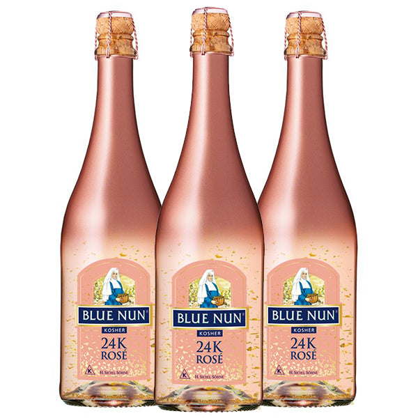 בלו נאן רוזה 750 מ''ל כשר 24K שלישייה במבצע - 3 בקבוקי יין מבעבע ורדרד מגוון יאן משקאות אילת