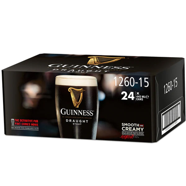 ארגז בירה גינס פחית 440 מ''ל 24 יח'' בירה עלית עשירה וקרמית|