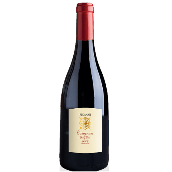 בקבוק יין רקנאטי קריניאן גפנים צעירות 750מ''ל עם תווית מעוצבת מינימליסטית ורדיד פלסטיק אדום