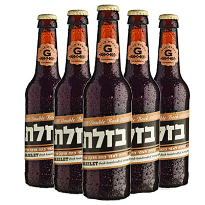 שישיית בירה בזלת דאבל בוק 330 מ״ל ממבשלת הגולן בקבוקים כהים וקונדנסיים עם כובע כתום