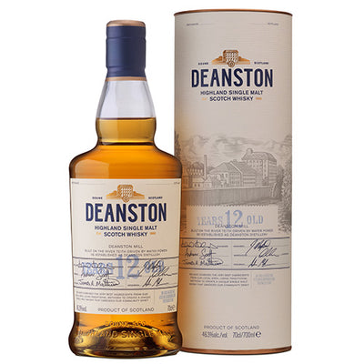 בקבוק וויסקי דינסטון 12 שנה 700 מ''ל עיצוב קלאסי תוויות בעברית ואנגלית