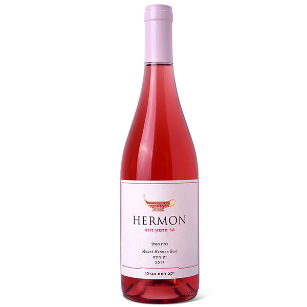 בקבוק יין הר חרמון רוזה 750 מ''ל עם תווית לבנה ורודה