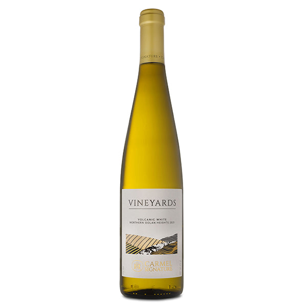 בקבוק כרמל ויניארד וולקני לבן 750 מ''ל עיצוב אלגנטי יין לבן איכותי