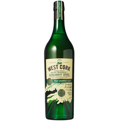 בקבוק וויסקי אירי ווסט קורק פיט צ'ארד קאסק 700 מ''ל זכוכית ירוק תווית עיצוב אירי