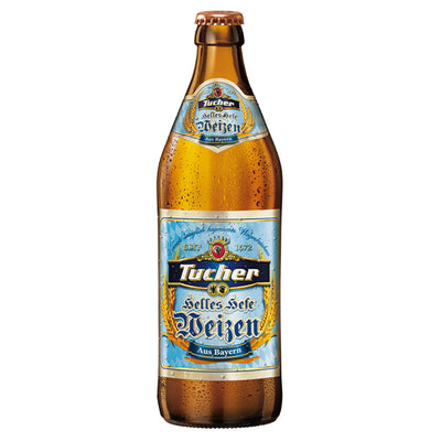 ארגז בירה טוכר וויס 500 מ''ל 20 יח' בקבוק זכוכית חום עם טיפות טל ותווית תכלת עם פרטים זהובים