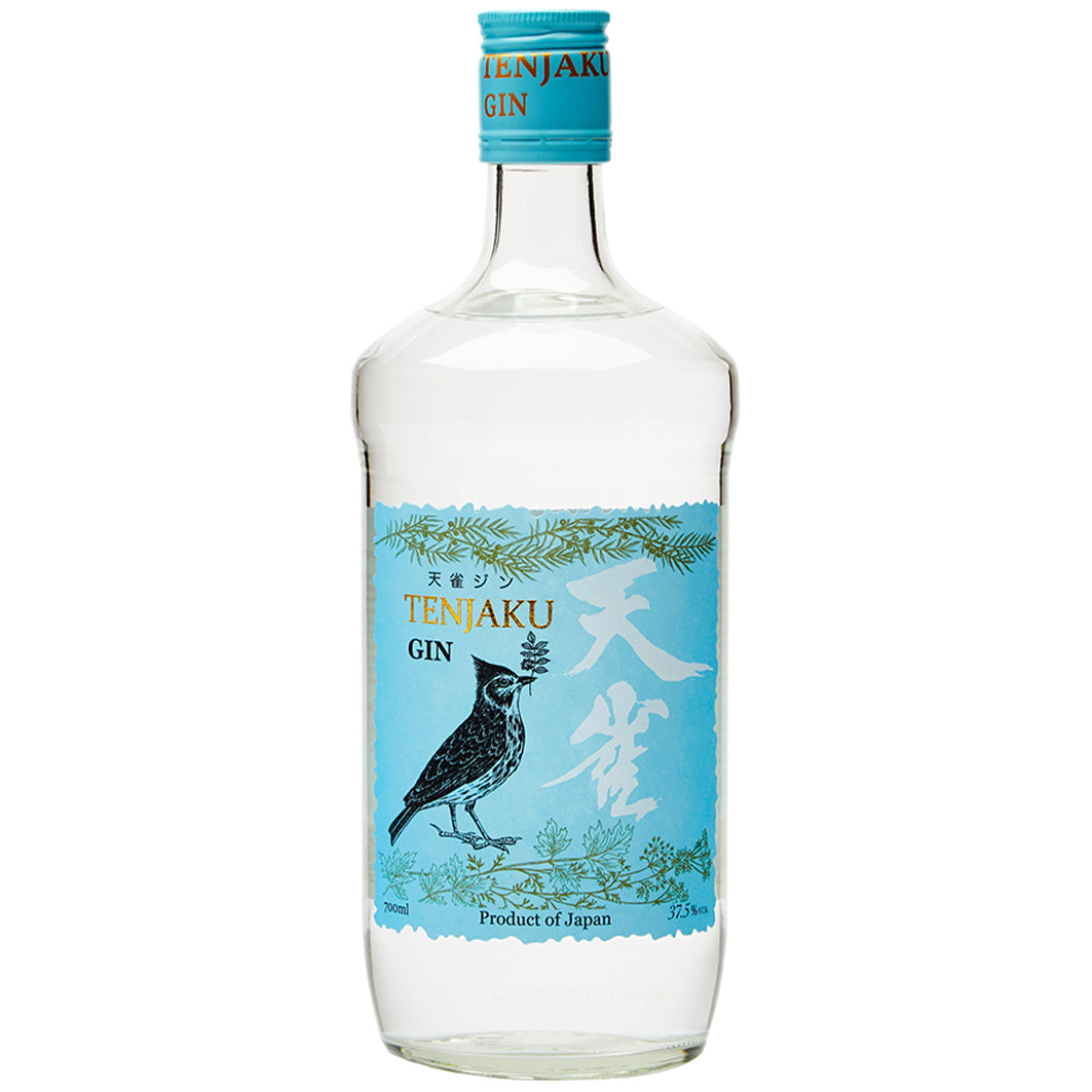 בקבוק טנג'אקו ג'ין 700 מ''ל עם תווית יפנית אלגנטית ודימוי ציפור - אלכוהול מומלץ לאירועים