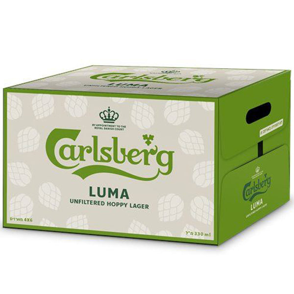 ארגז בירה קרלסברג לומה 330 מ''ל 24 יח' - קרלסברג בירה לאגר טעימה בעיצוב ירוק ולבן|שישיית בירה קרלסברג לומה 330 מ''ל בירה לאגר איכותית במינוי המשפחה המלכותית הדנית||ארגז ירוק בירה לאגר קרלסברג ללא אלכוהול 330 מ''ל 24 יח' עם לוגו וסמל קרלסברג באיכות משובחת