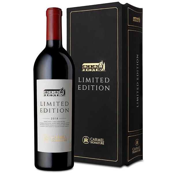 כרמל לימיטד אדישן 750 מ''ל - בקבוק וקופסת אריזה יוקרתית של יין אדום