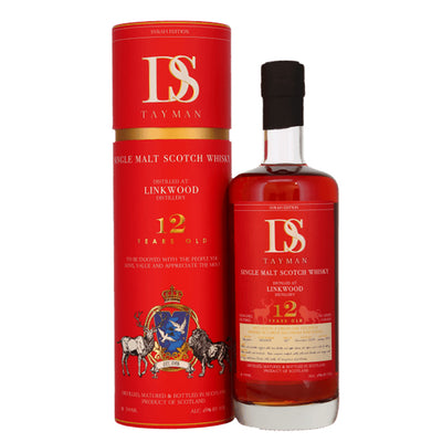 די.אס מהדורת לינקוד 12 שנה 700 מ''ל בלייר אתול וויסקי סינגל מאלט סקוטי בקבוק וקופסא ברקע אדום