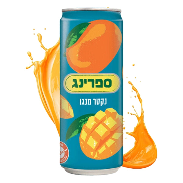 ארגז פחיות ספרינג מנגו 330 מ"ל 24 יח'
