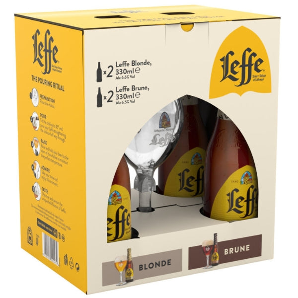 מארז רביעיית בירה לף בלונד 330 מ״ל + כוס בירה