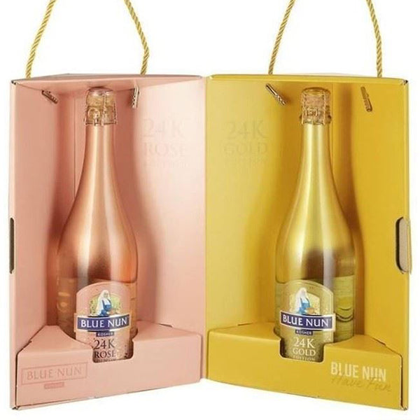 בקבוקי בלו נאן 750 מ''ל כשר 24K גולד + רוזה יין לבן ומבעבע שמפניה במארז מתנה יוקרתי - Shopping IL