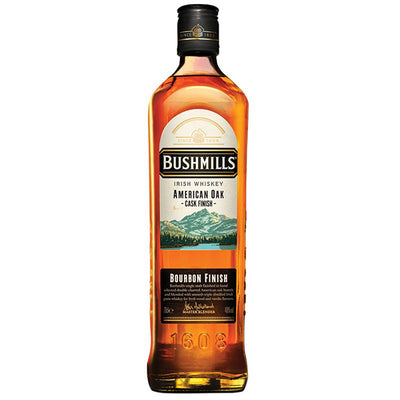 בקבוק וויסקי אירי בושמילס אמריקן אוק ברבן פיניש 700 מ''ל עם תווית Bourbon Finish ושנת 1608