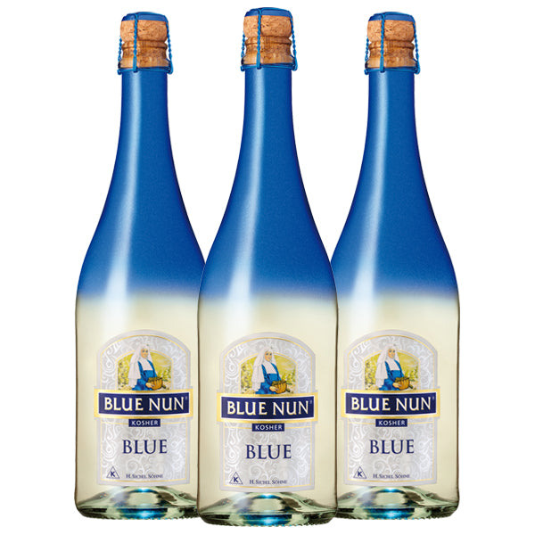 שלישיית בקבוקי בלו נאן בלו מבעבע 750 מ''ל כשר אלכוהול לחתונה ואירועים יין לבן ומבעבע בתמונה - Shopping IL