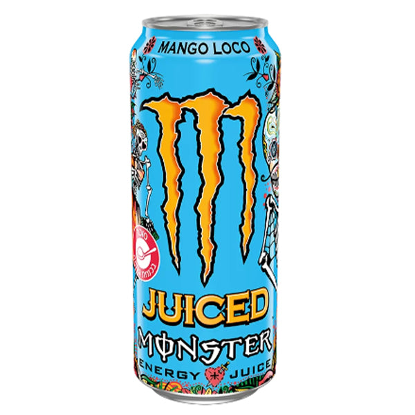 ארגז פחית מונסטר מנגו לוקו 500 מ''ל 24 יח' - משקאות אנרגיה צבעוניים עם נגיעות גוויים צמחיים