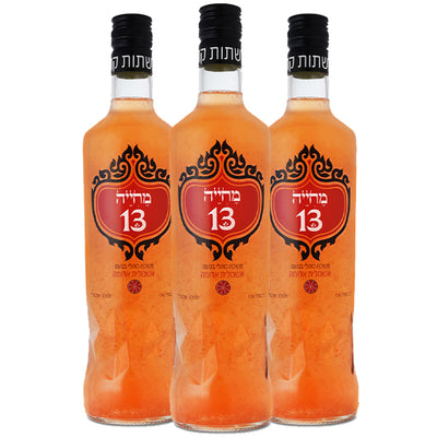 שלושת בקבוקי מחייה 13 אשכולית אדומה 700 מ''ל במבצע עיצוב אורנג'י מהודר