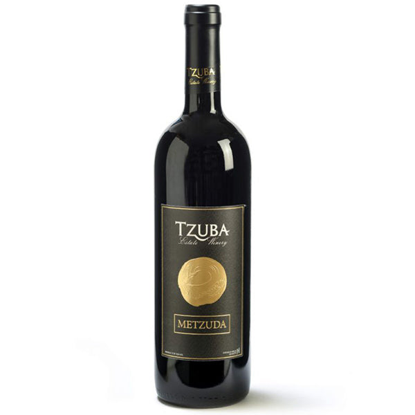 בקבוק יין צובה מצודה 750 מ''ל אדום אלגנטי תווית שחור וזהב