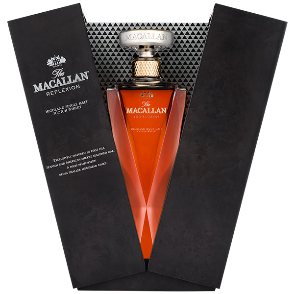 בקבוק וויסקי מקאלן רפלקשיין 700 מ''ל עיצוב יוקרתי וצבע ענבר בהיר