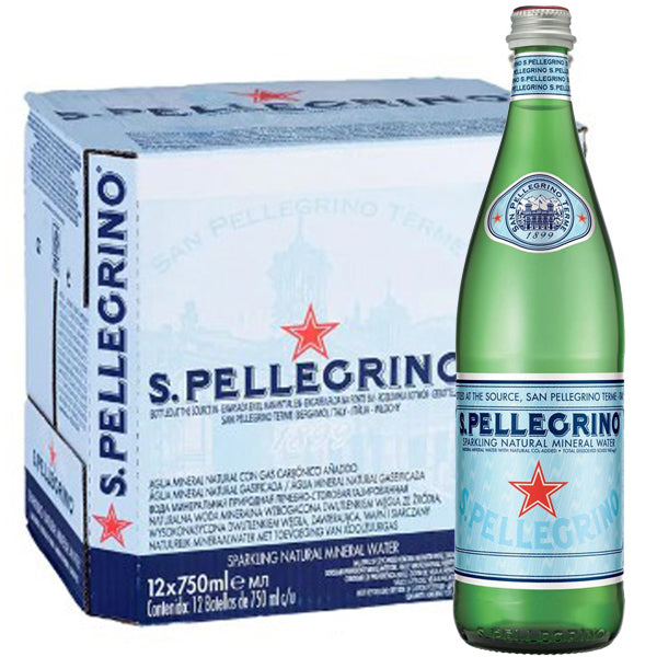 ארגז סן פלגרינו 12 יח'' 750 מ''ל - מים מינרליים גזוזים במארז מיוחד מאז 1899 תכלת וירוק