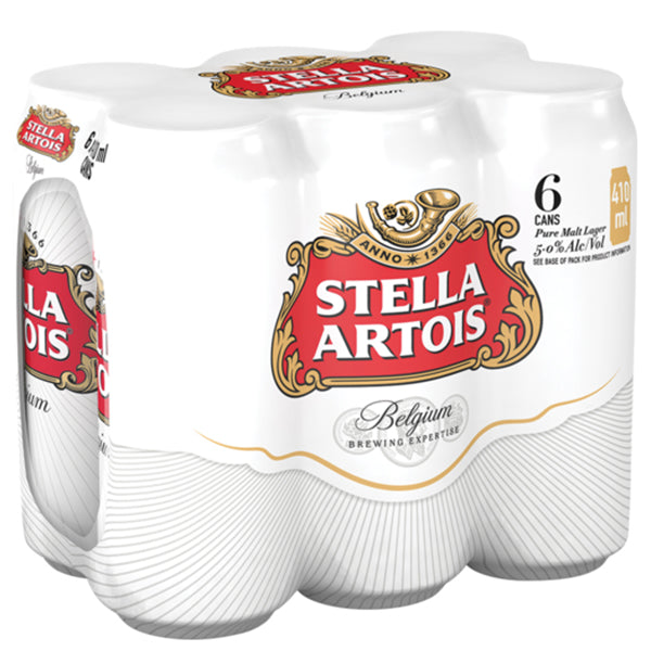 שישיית פחיות בירה סטלה 440 מ״ל - בירה סטלה ארטואה לאגר באריזה וינטג' סגנון בלגי