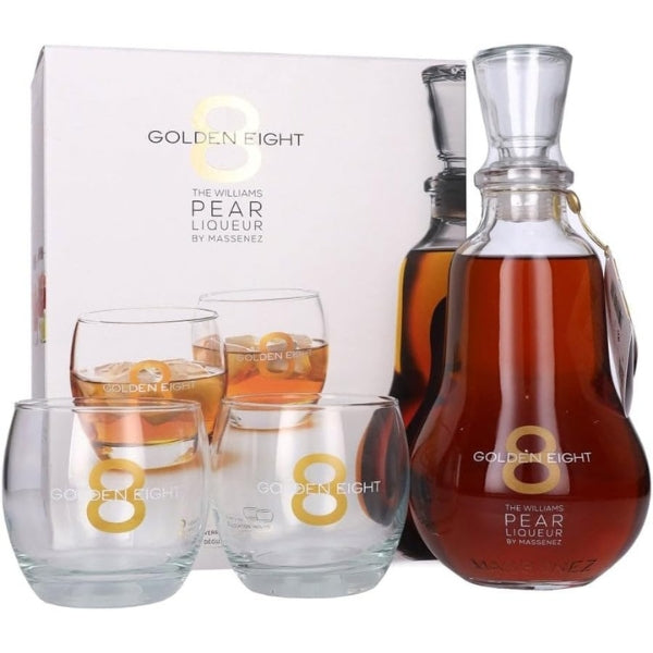 מארז מסנז ליקר אגסים וויליאם "שמיניית הזהב" 700 מ''ל + 2 כוסות