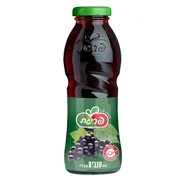 משקה ענבים פריגת 330 מ''ל בבקבוק תווית ירוק-לבן 100% טבעי - מגוון משקאות קלים