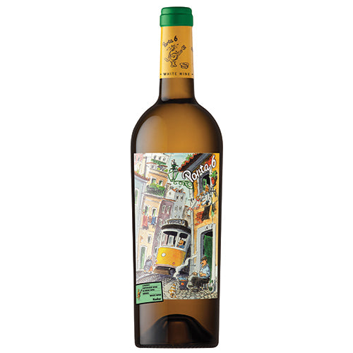 בקבוק פורטה 6 לבן כשר 750 מ''ל בעיצוב אומנותי וסצנת רחוב ציורית