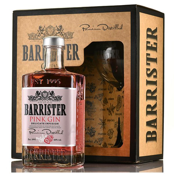 ברסטר פינק ג''ין 700 מ''ל מארז + כוס בעיצוב אסתטי שחור-זהב לאירועים