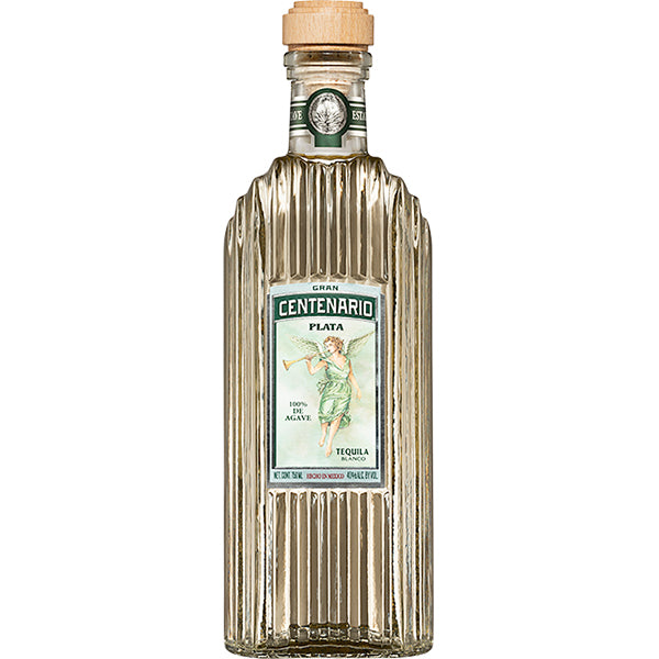 בקבוק טקילה גראן סנטנריו פלאטה 700 מ''ל עם תווית מלאך ועיצוב ריבודי זכוכית