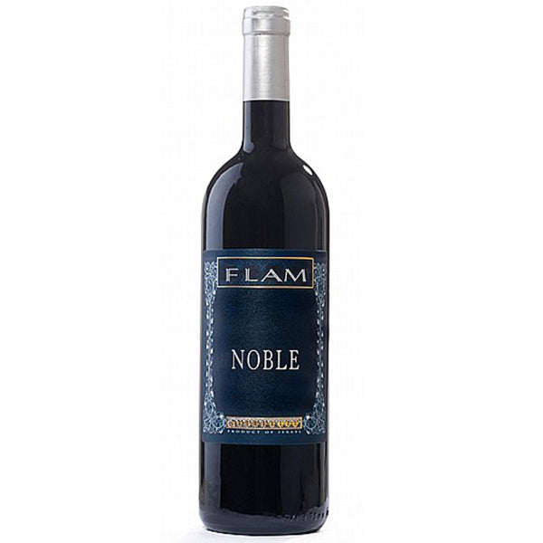 בקבוק יין אדום פלם נובל 750 מ''ל איכותי לייבל כחול מרשים רקע לבן נקי