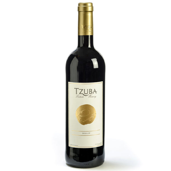 צובה מרלו 750 מ''ל - בקבוק יין אדום עם תווית אלגנטית מ-TZUBA Estate Winery|