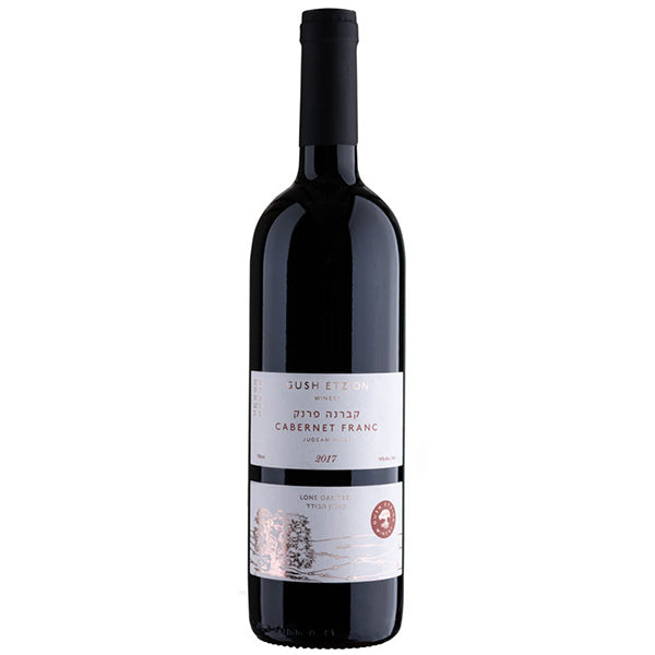בקבוק יין אדום האלון הבודד קברנה פרנק 750 מ''ל גוש עציון תווית אלגנטית משנת 2017