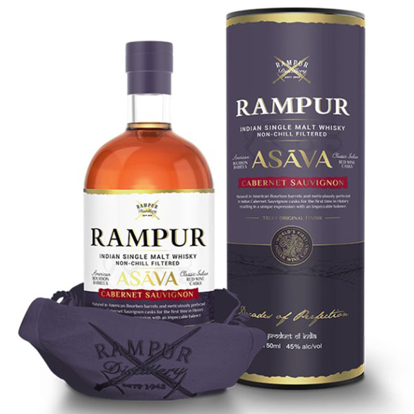 בקבוק וויסקי ראמפור אסאבה 750 מ''ל - יחיד מלט הודי ללא קירור חבוי בחביות קברנה