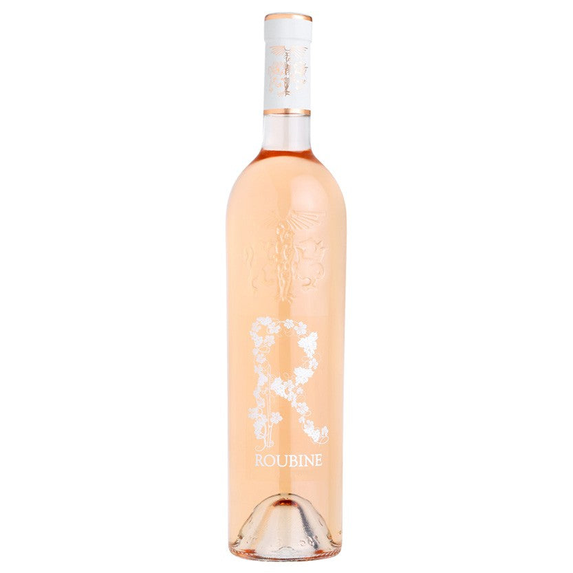בקבוק יין דה רובין רוזה אר 750 מ''ל עם תווית מעוצבת ולוגו R נוצץ