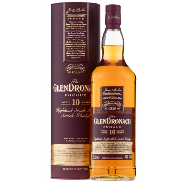 וויסקי גלנדרונאך 10 שנים 1 ליטר מסקוטלנד בצבע חום-ענברי ואריזה יוקרתית