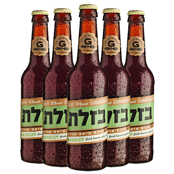 שישיית בירה בזלת חיטה 330 מ''ל ממבשלת הגולן בקבוקים צבעוניים טיפות קרח