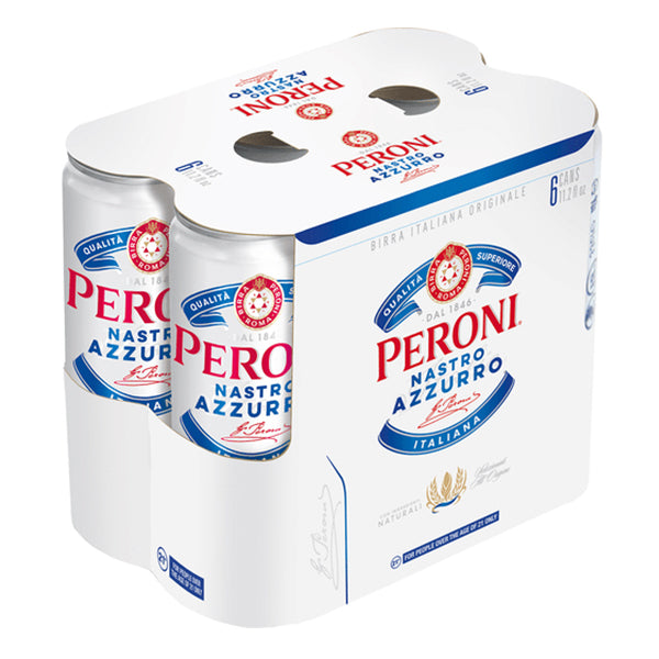 אריזת שישיית בירה לאגר פרוני 330 מ''ל מודגשת עם צבעים לבן וכחול