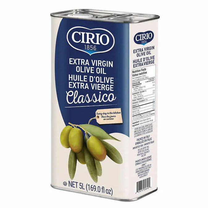 פחית שמן זית כתית צ'יריו 5 ליטר לבן וכחול עם לוגו קלאסי נישנושים איכותיים