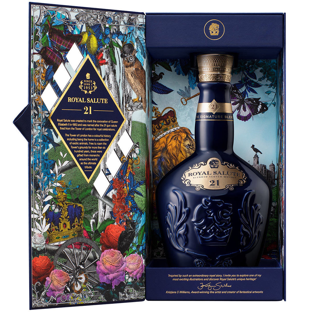 ואל סאלוט 21 שנה מבצע 6 בקבוקים וויסקי מעולה לאירועים וחתונות בתמונה קופסה מעוצבת של שיבס ריגל|