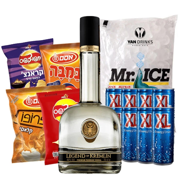 מארז לג׳נד אוף קרמלין 1 ליטר | 8 פחיות אקסל | קרח | 3 חטיפים