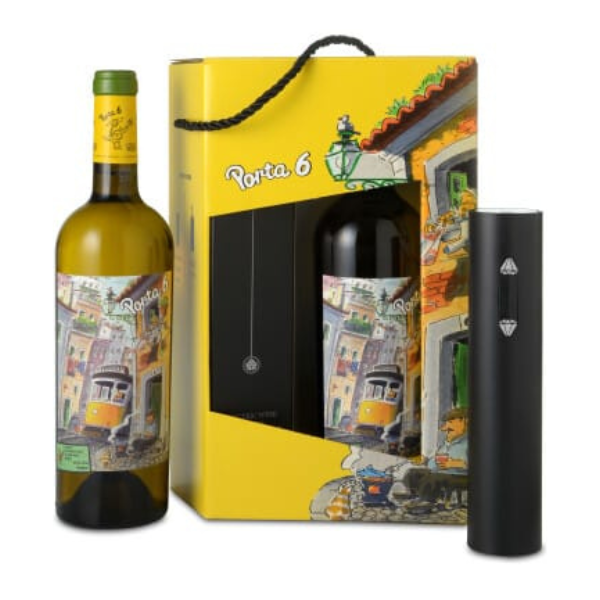 מארז פורטה 6 לבן ופותחן יין חשמלי